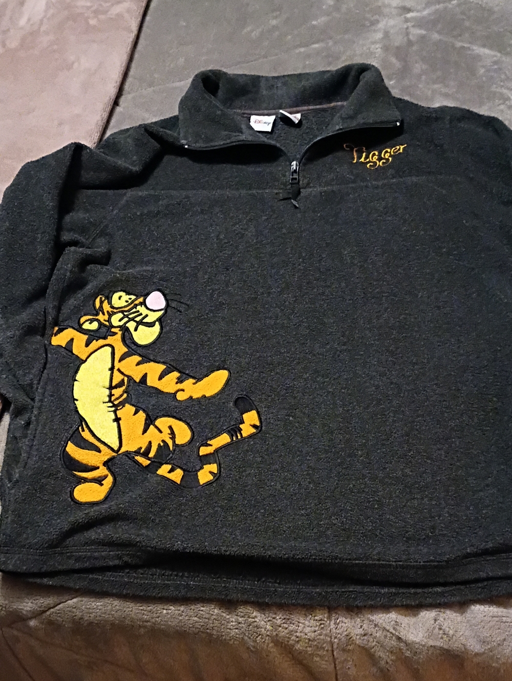 Disney Dark Grey Pullover Hoodie with Yellow Tigger Graphic